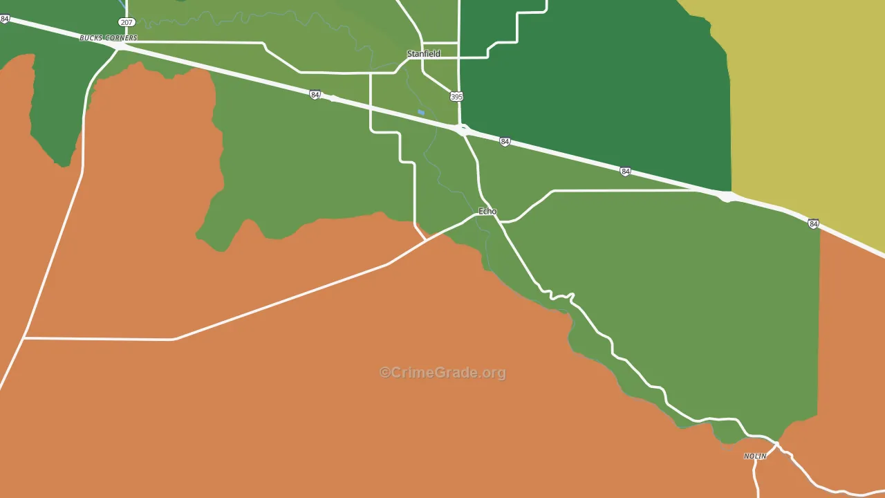 Echo, OR Map of Vehicle Theft Rates