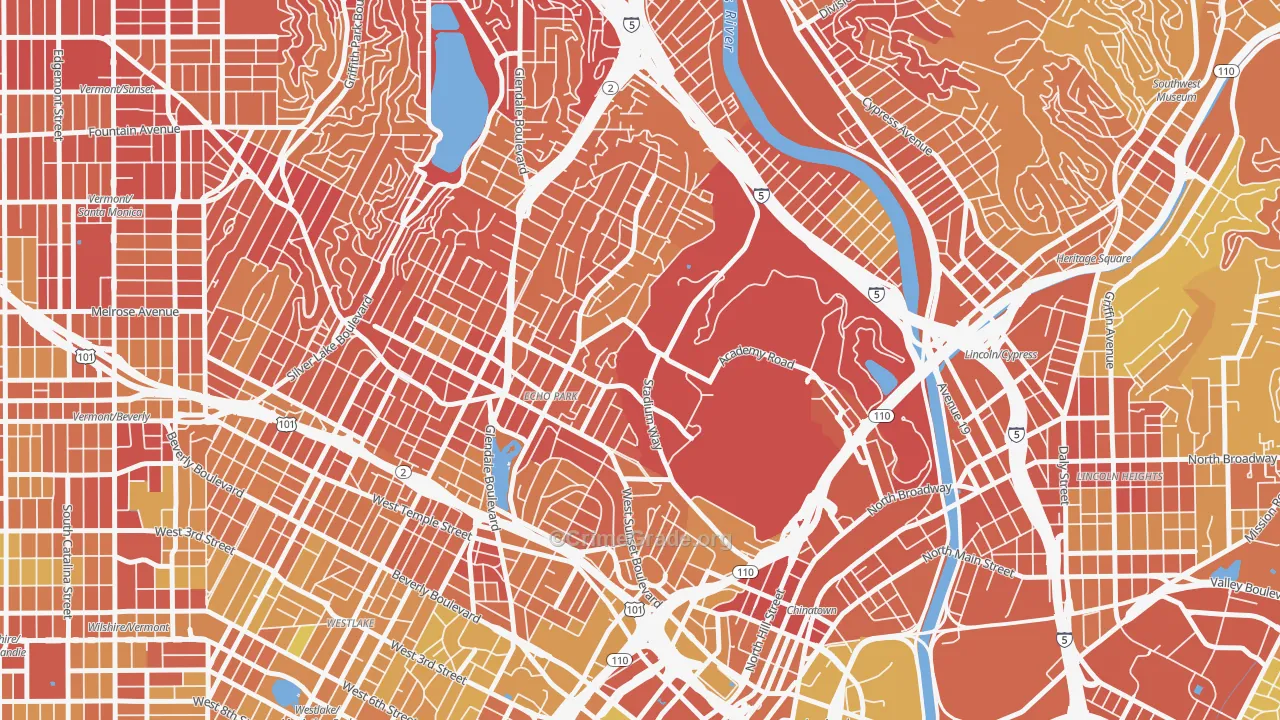 Echo Park, Los Angeles, CA Map of Vehicle Theft Rates