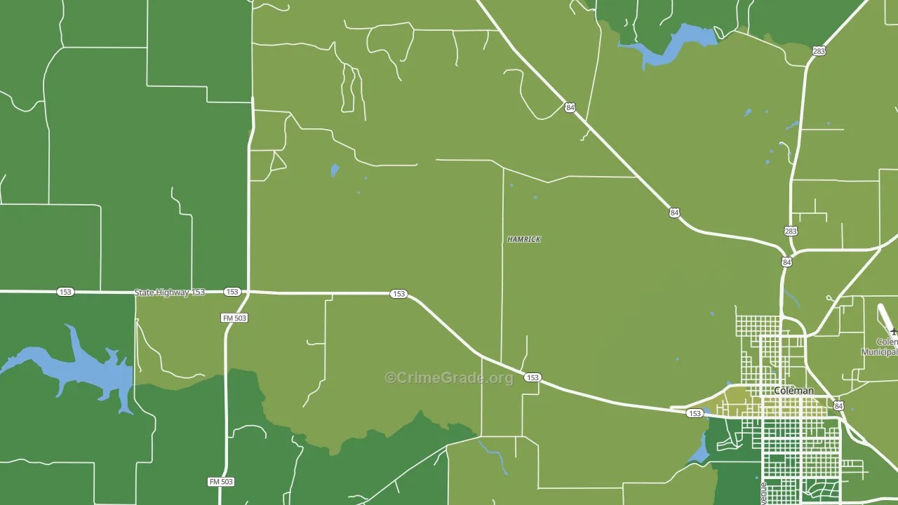 Echo, TX Map of Vehicle Theft Rates