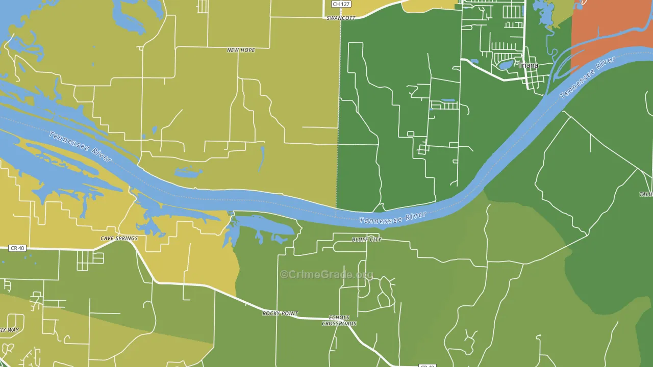 Echols Crossroads, AL Map of Vehicle Theft Rates