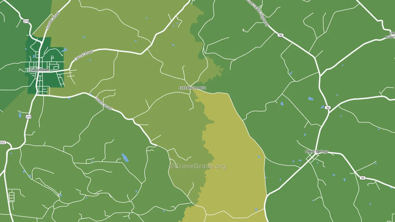 Eckenrode Mill, PA Map of Vehicle Theft Rates