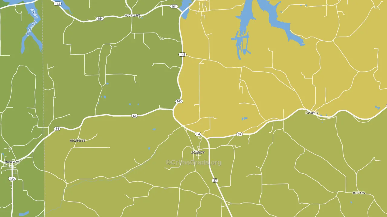 Eckerty, IN Map of Vehicle Theft Rates