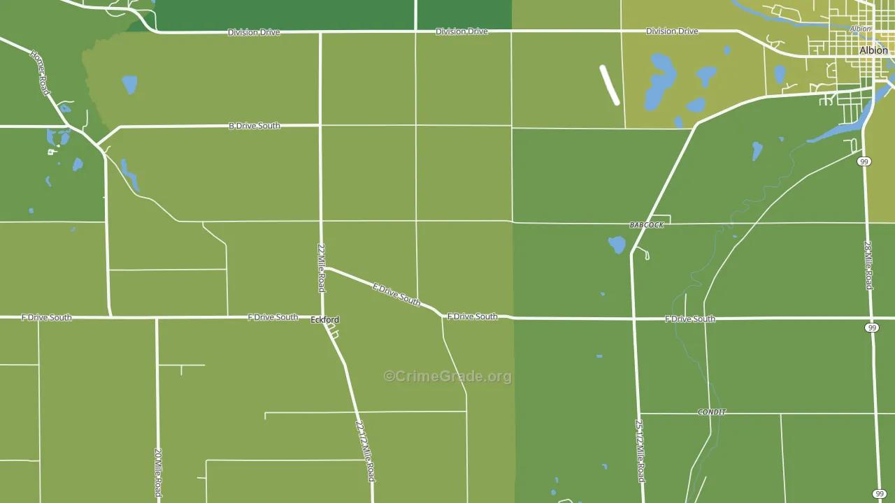 Eckford, MI Map of Vehicle Theft Rates