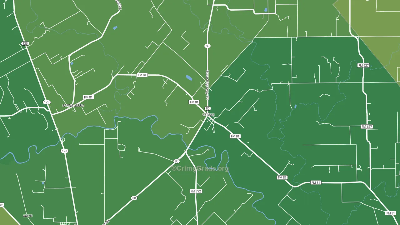 Ecleto, TX Map of Vehicle Theft Rates