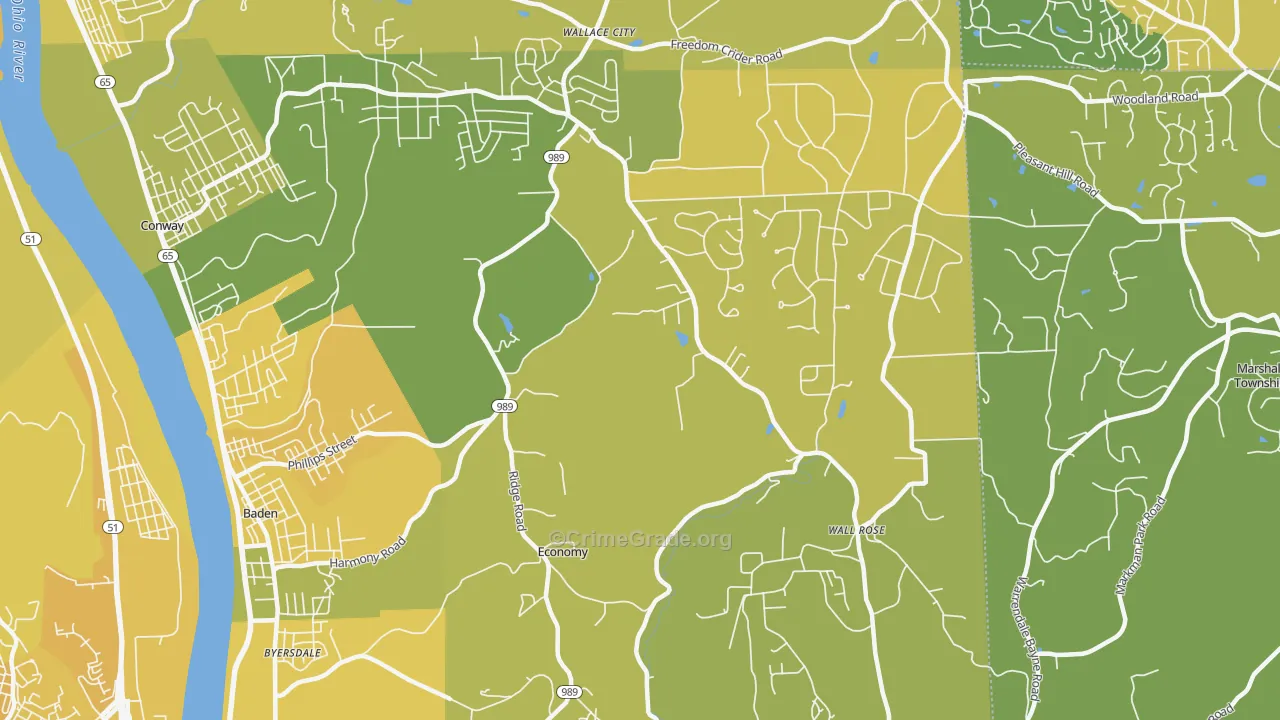Economy, PA Map of Vehicle Theft Rates