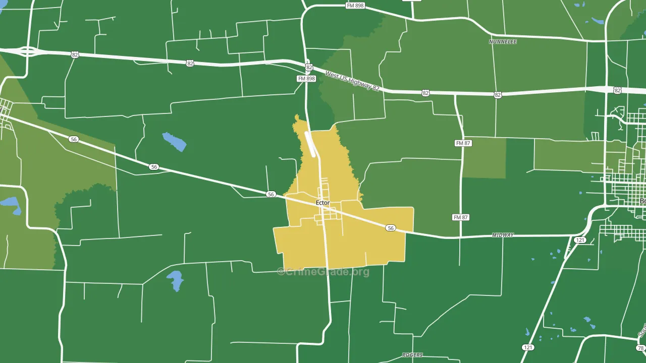 Ector, TX Map of Vehicle Theft Rates