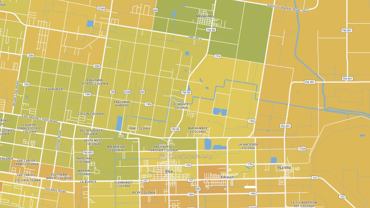 Edcouch, TX Map of Vehicle Theft Rates