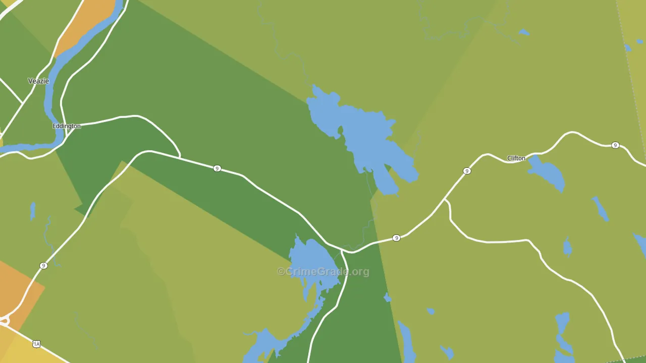 Eddington, ME Map of Vehicle Theft Rates