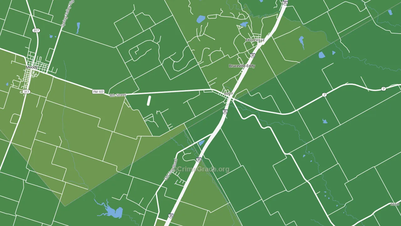 Eddy, TX Map of Vehicle Theft Rates