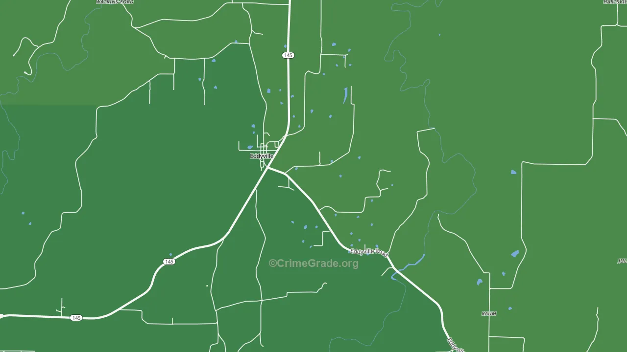 Eddyville, IL Map of Vehicle Theft Rates