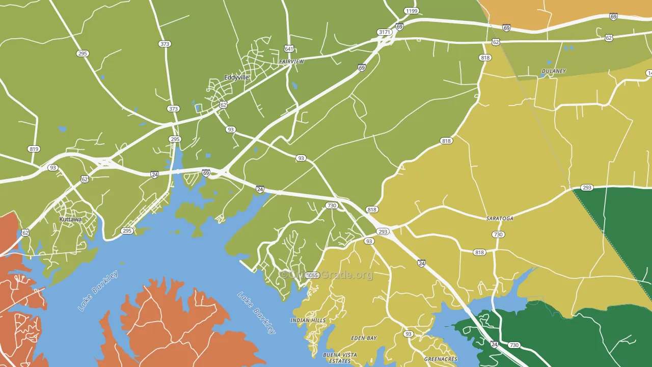Eddyville, KY Map of Vehicle Theft Rates
