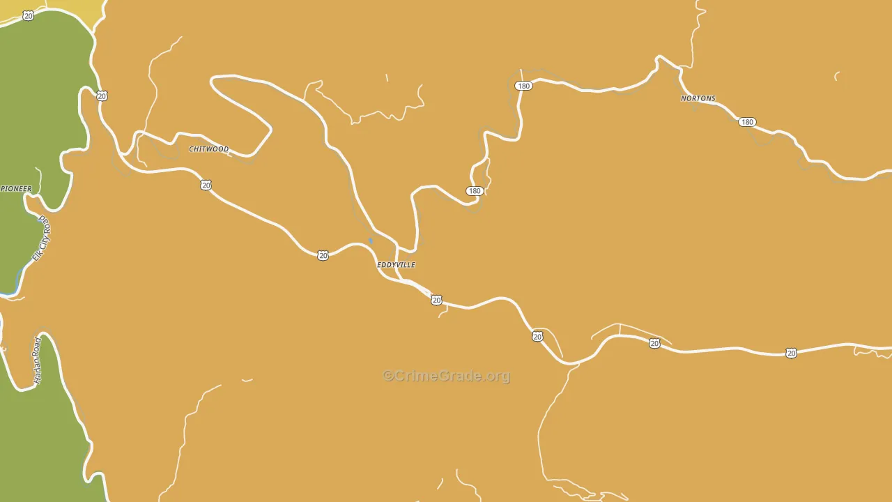 Eddyville, OR Map of Vehicle Theft Rates