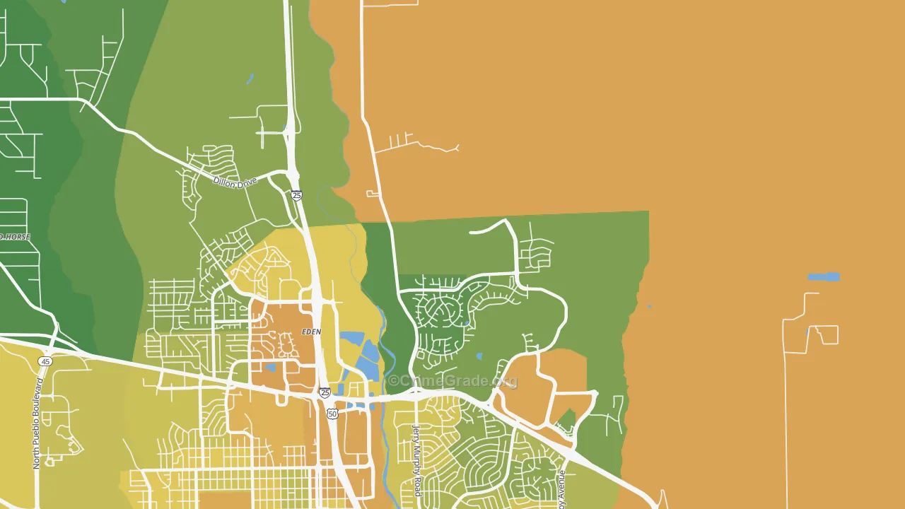 Eden, CO Map of Vehicle Theft Rates