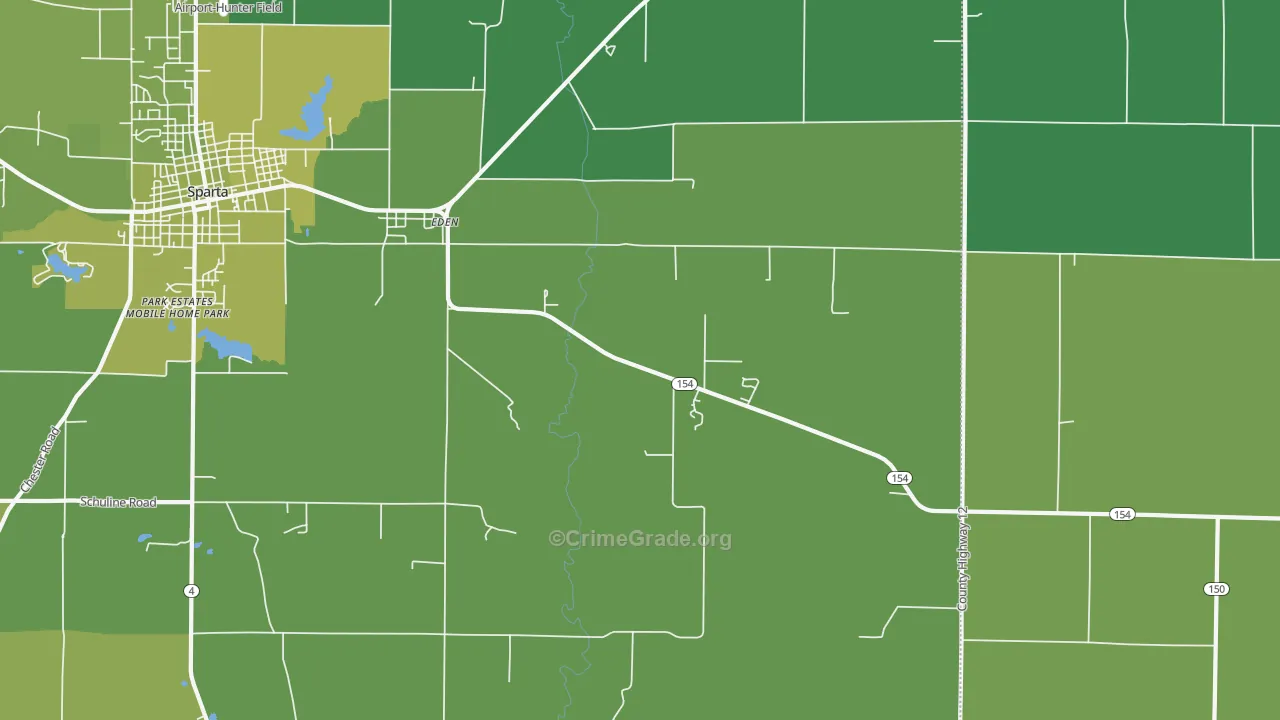 Eden, IL Map of Vehicle Theft Rates