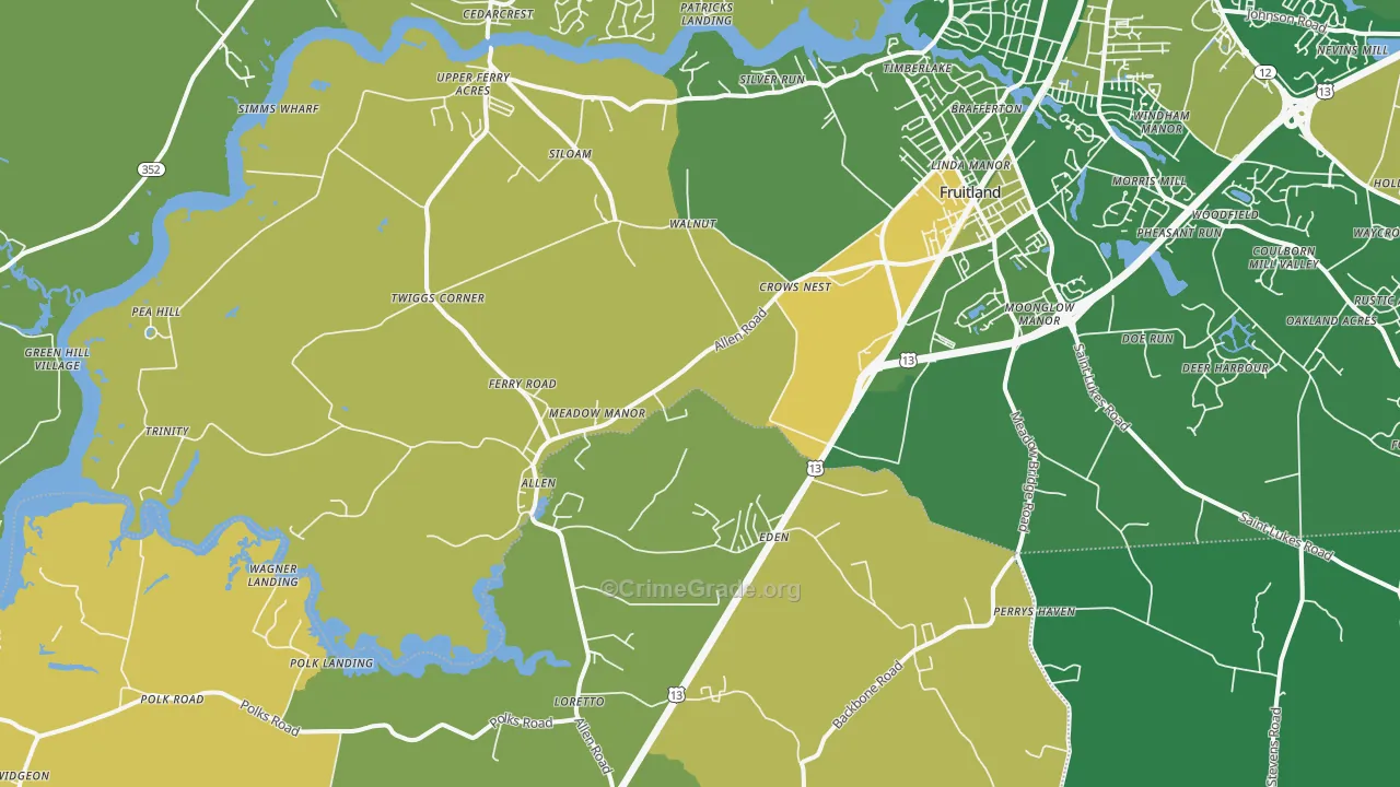 Eden, MD Map of Vehicle Theft Rates