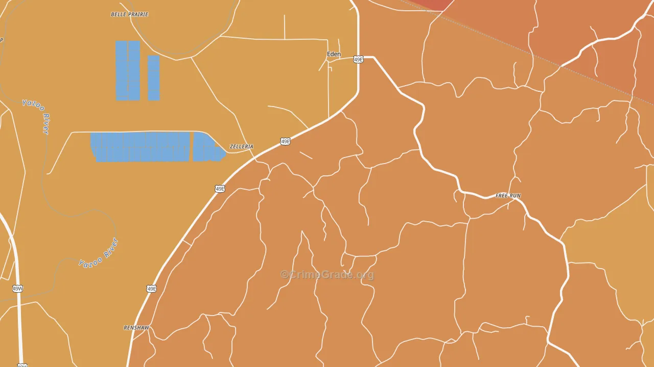 Eden, MS Map of Vehicle Theft Rates