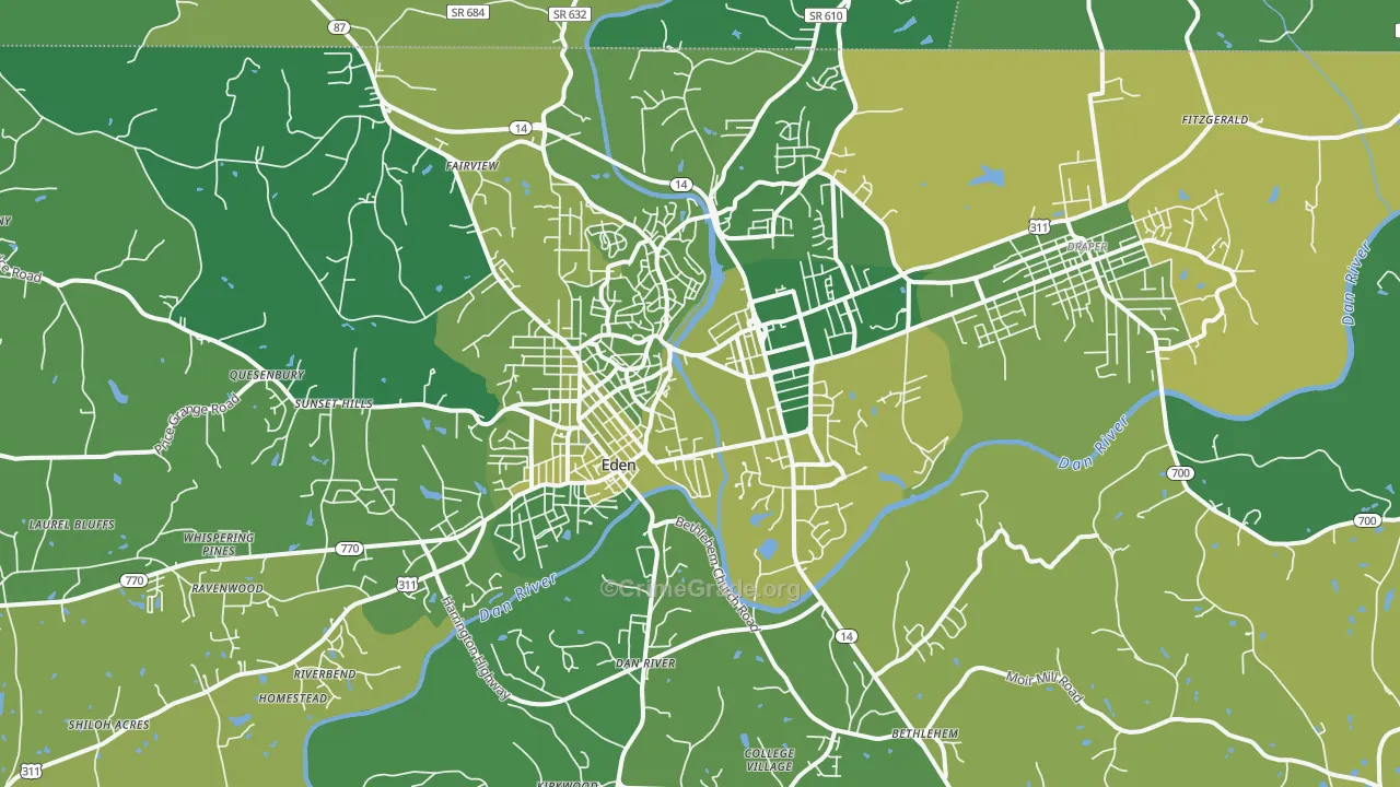 Eden, NC Map of Vehicle Theft Rates