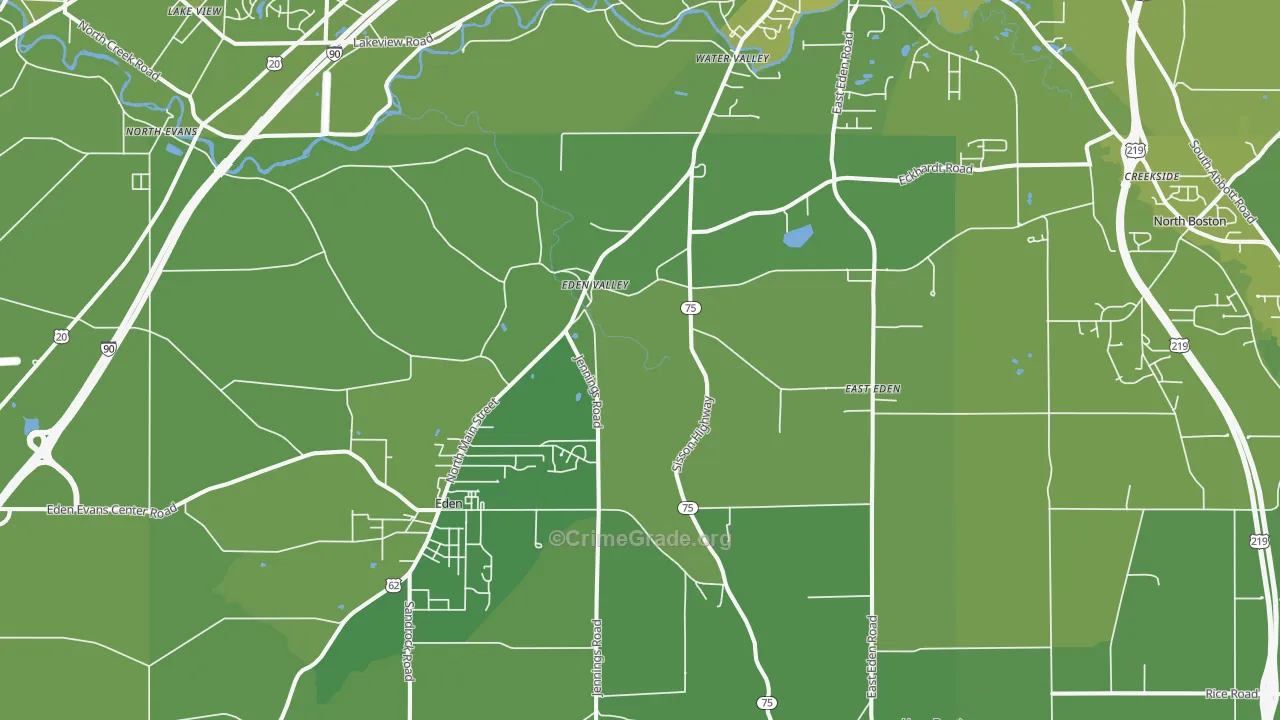 Eden, NY Map of Vehicle Theft Rates