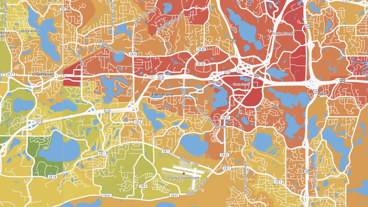 Eden Prairie, MN Map of Vehicle Theft Rates