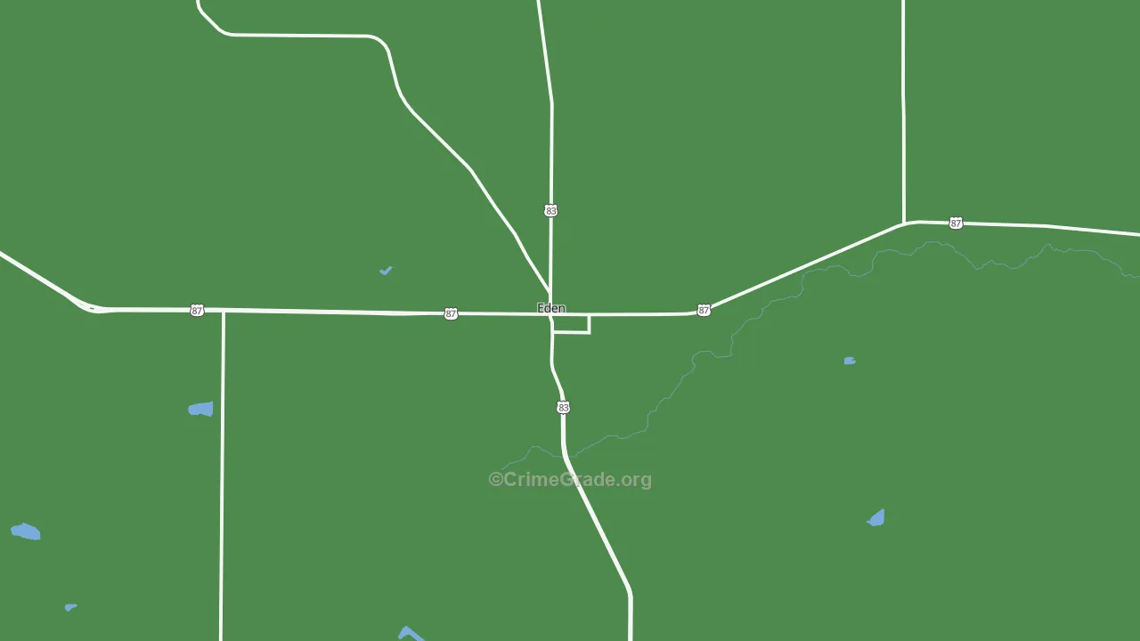 Eden, TX Map of Vehicle Theft Rates