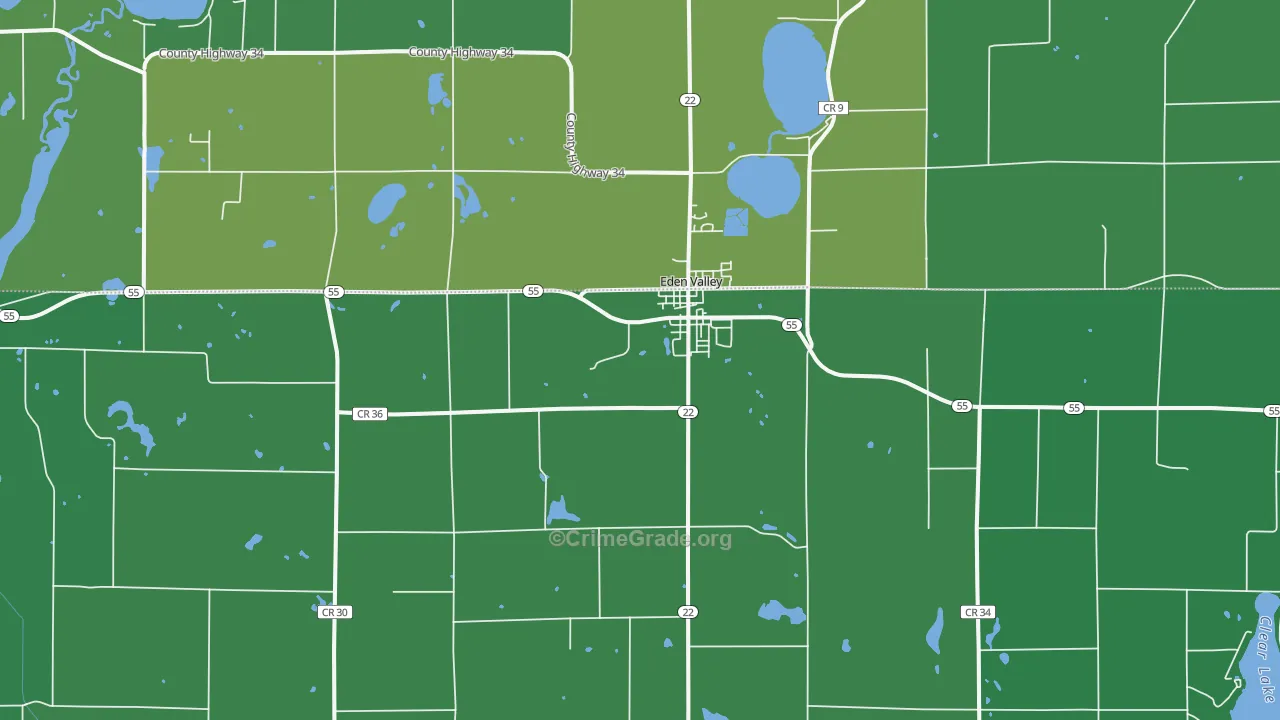 Eden Valley, MN Map of Vehicle Theft Rates