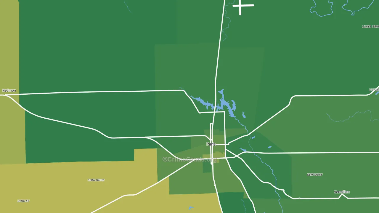 Edgar County, IL Map of Vehicle Theft Rates