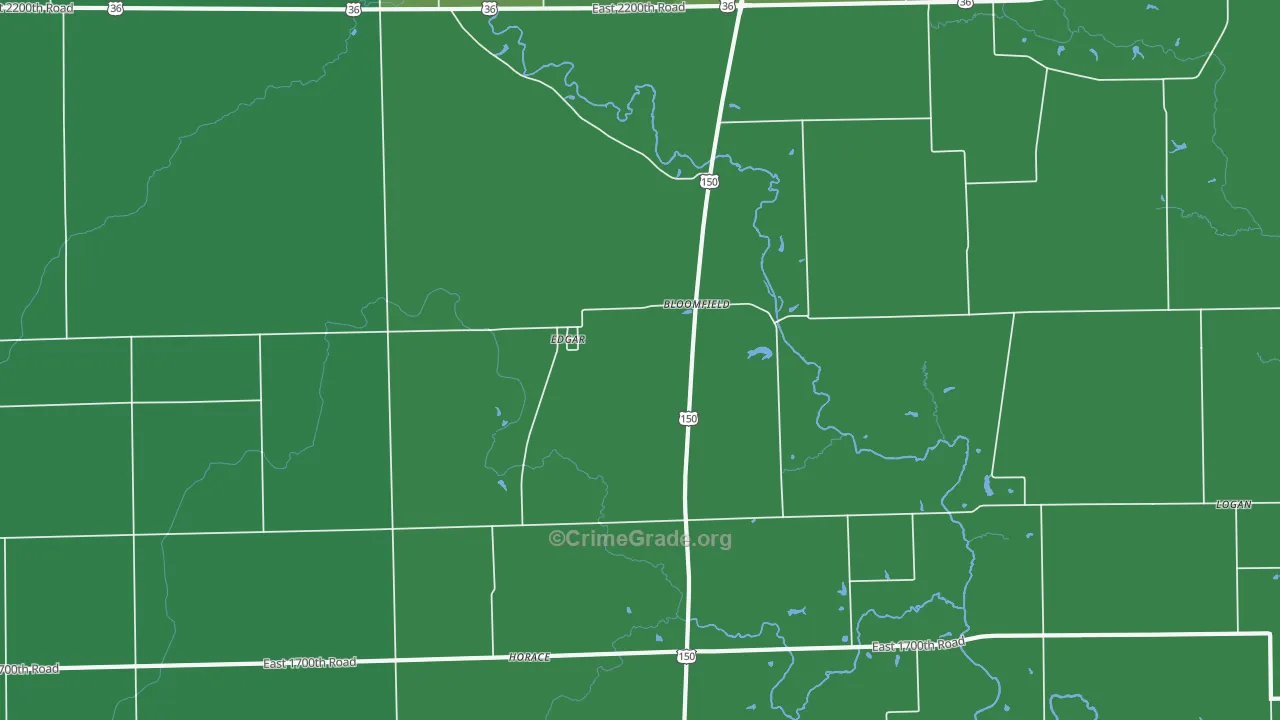 Edgar, IL Map of Vehicle Theft Rates