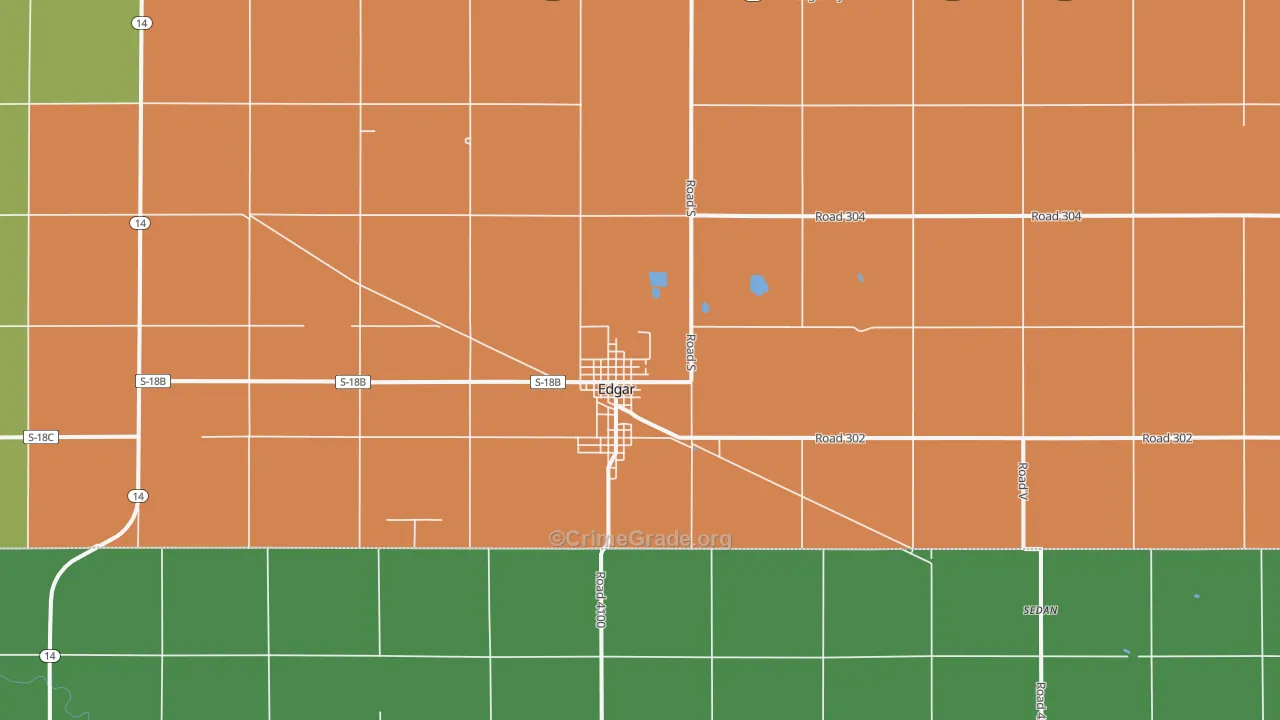 Edgar, NE Map of Vehicle Theft Rates
