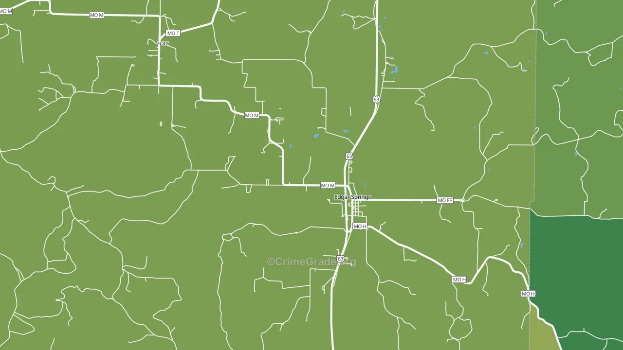 Edgar Springs, MO Map of Vehicle Theft Rates