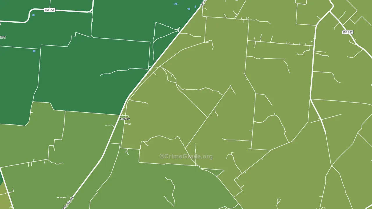Edgar, TX Map of Vehicle Theft Rates