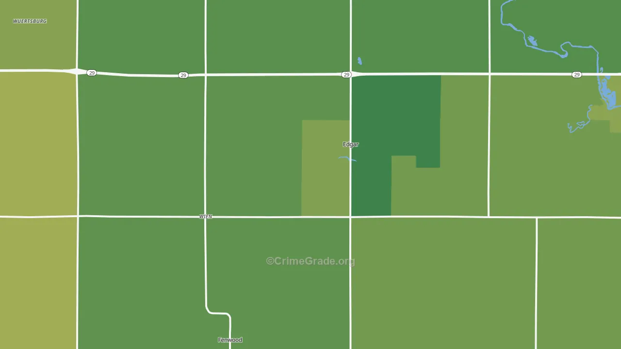 Edgar, WI Map of Vehicle Theft Rates