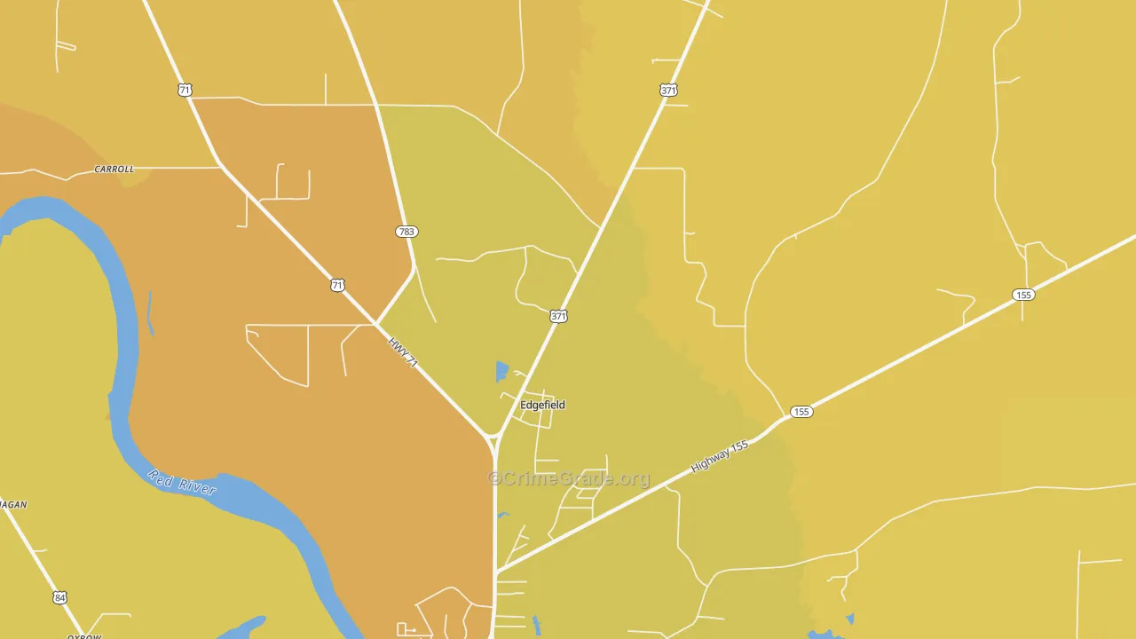 Edgefield, LA Map of Vehicle Theft Rates