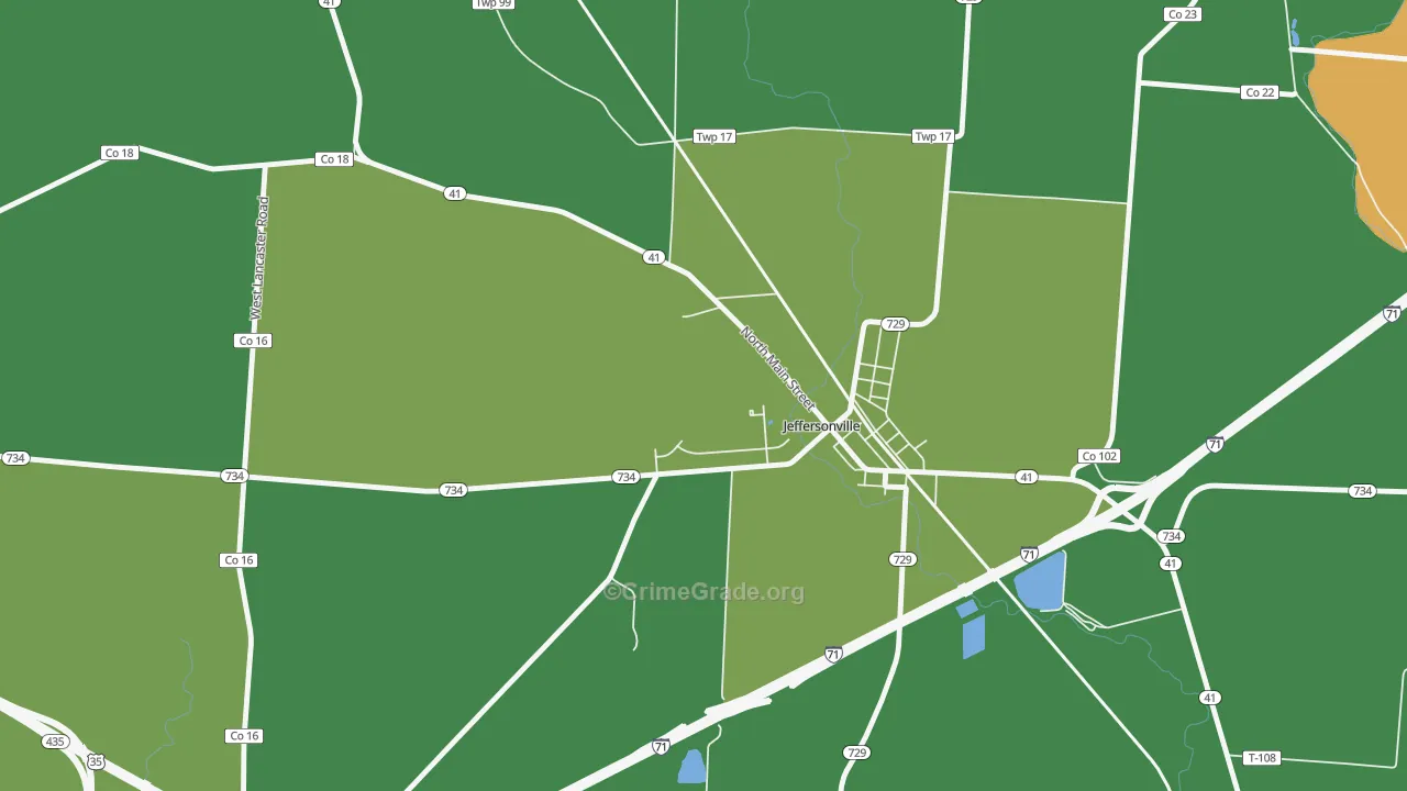 Edgefield, OH Map of Vehicle Theft Rates