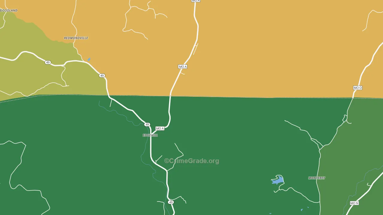 Edgehill, MO Map of Vehicle Theft Rates