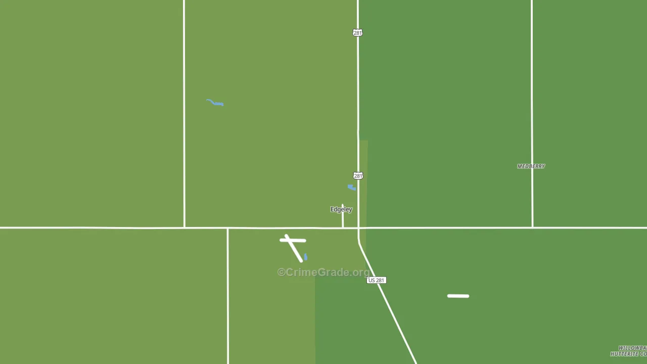 Edgeley, ND Map of Vehicle Theft Rates