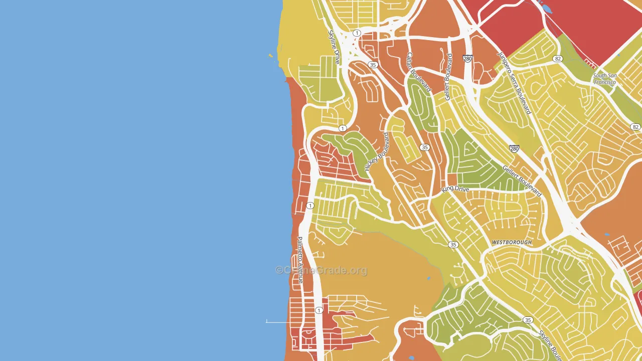 Edgemar-Pacific Manor, Pacifica, CA Map of Vehicle Theft Rates