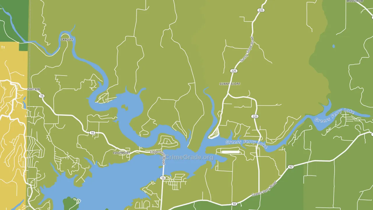 Edgemont, AR Map of Vehicle Theft Rates