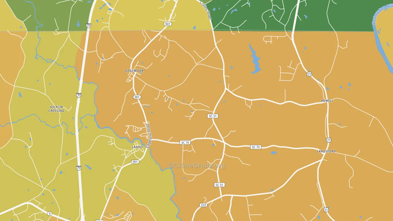 Edgemoor, SC Map of Vehicle Theft Rates