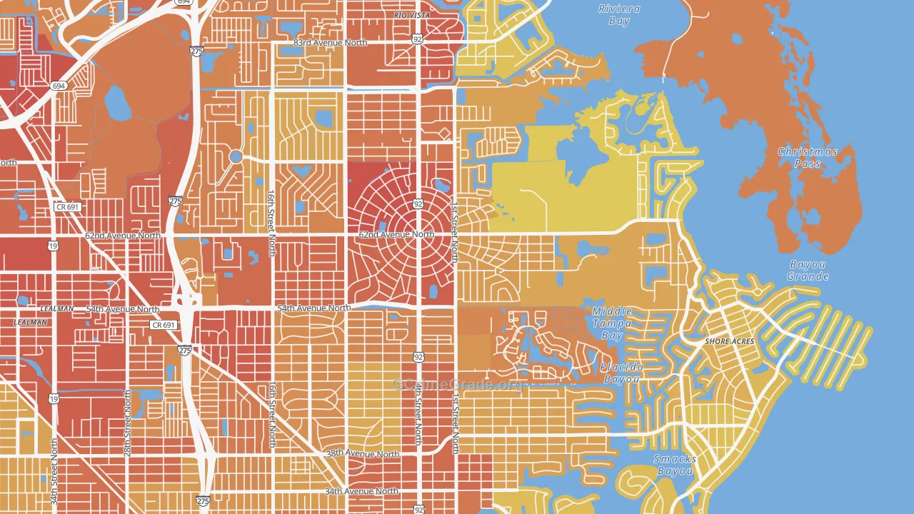 Edgemoor, St. Petersburg, FL Map of Vehicle Theft Rates