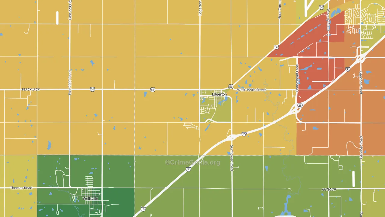Edgerton, KS Map of Vehicle Theft Rates