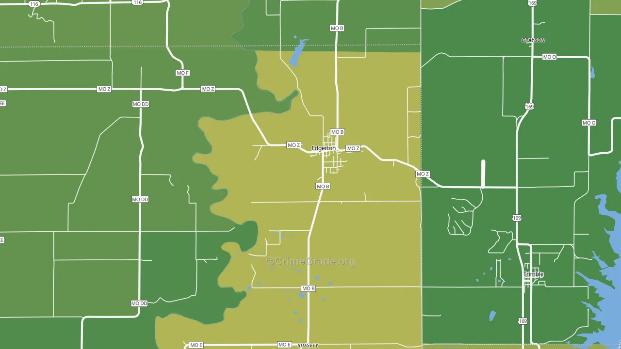 Edgerton, MO Map of Vehicle Theft Rates