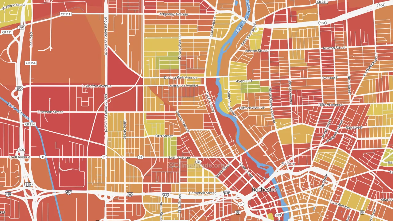 Edgerton, Rochester, NY Map of Vehicle Theft Rates