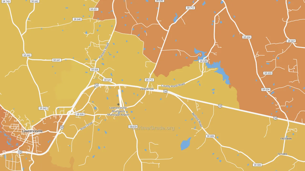 Edgerton, VA Map of Vehicle Theft Rates