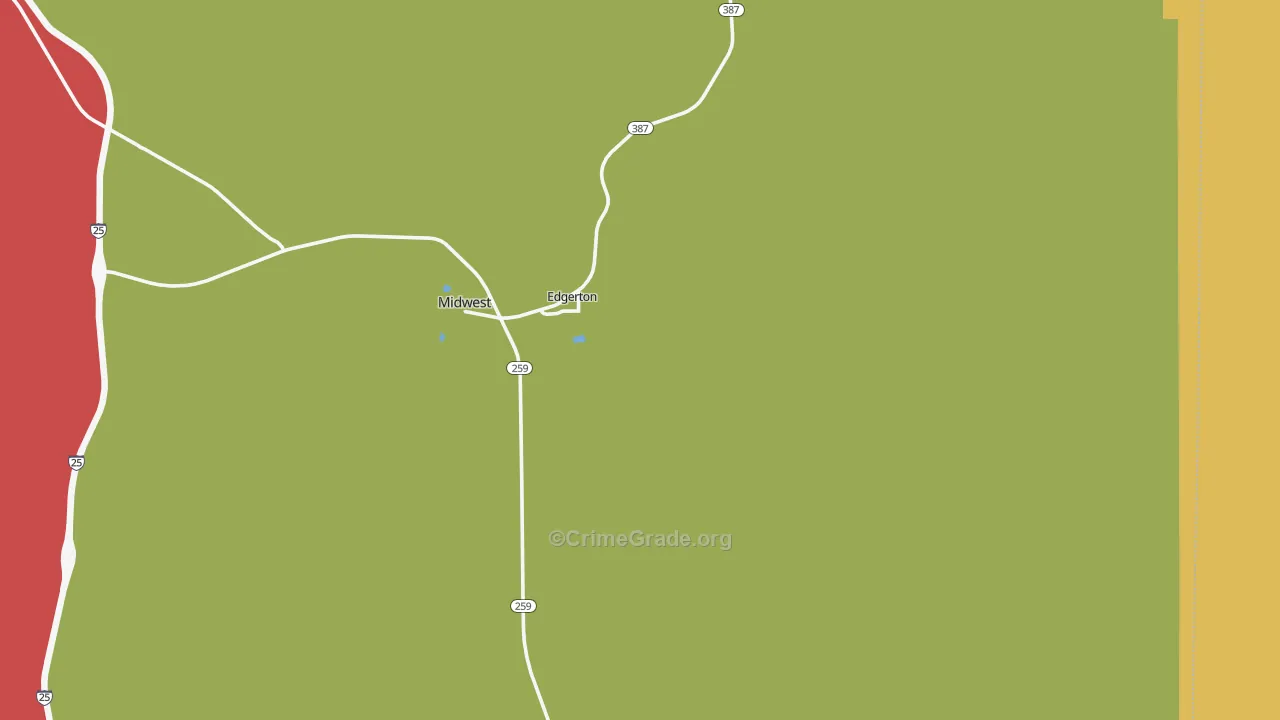 Edgerton, WY Map of Vehicle Theft Rates