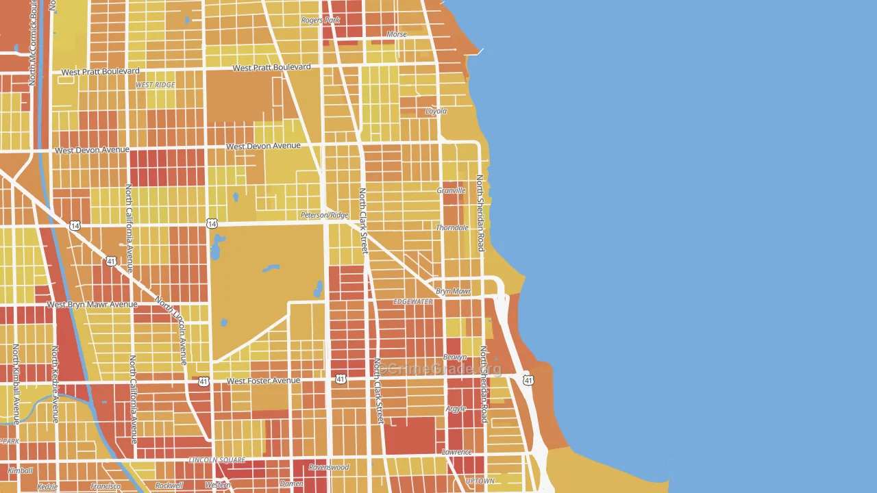 Edgewater, Chicago, IL Map of Vehicle Theft Rates