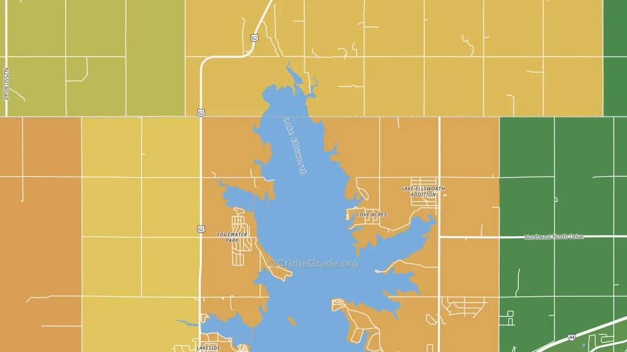 Edgewater Park, OK Map of Vehicle Theft Rates