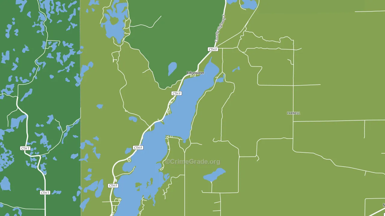 Edgewater, WI Map of Vehicle Theft Rates