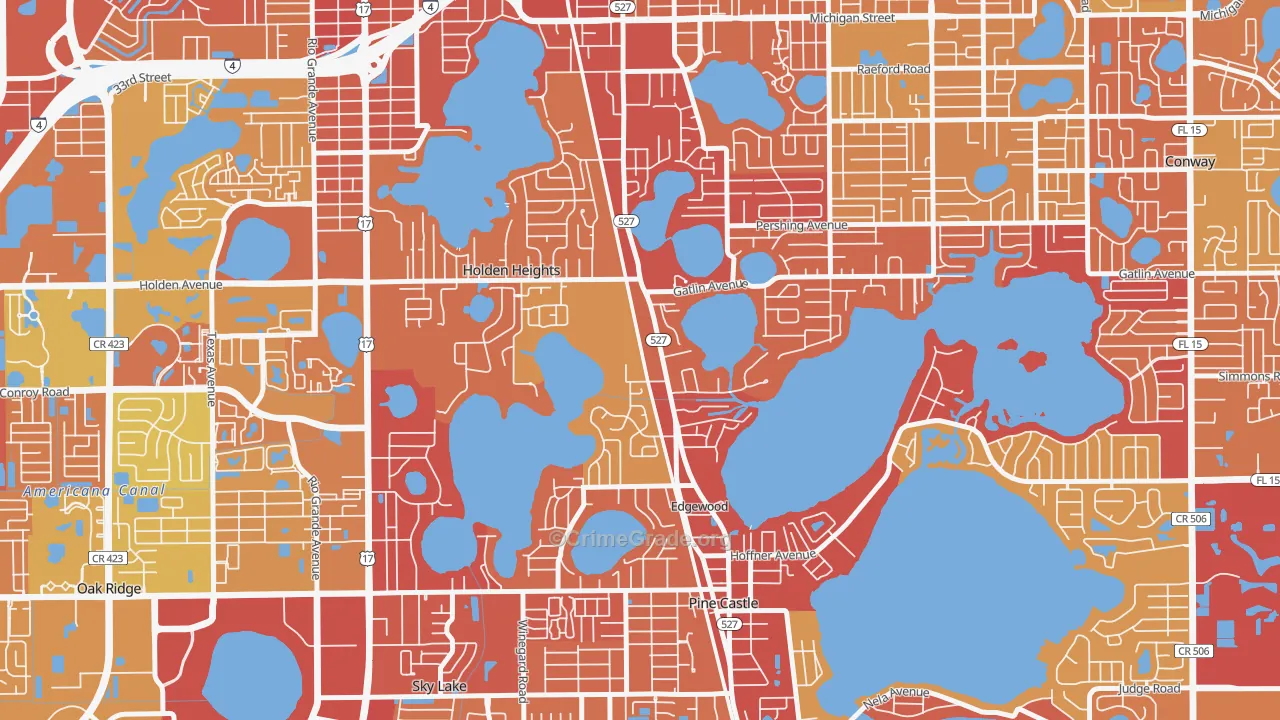 Edgewood, FL Map of Vehicle Theft Rates