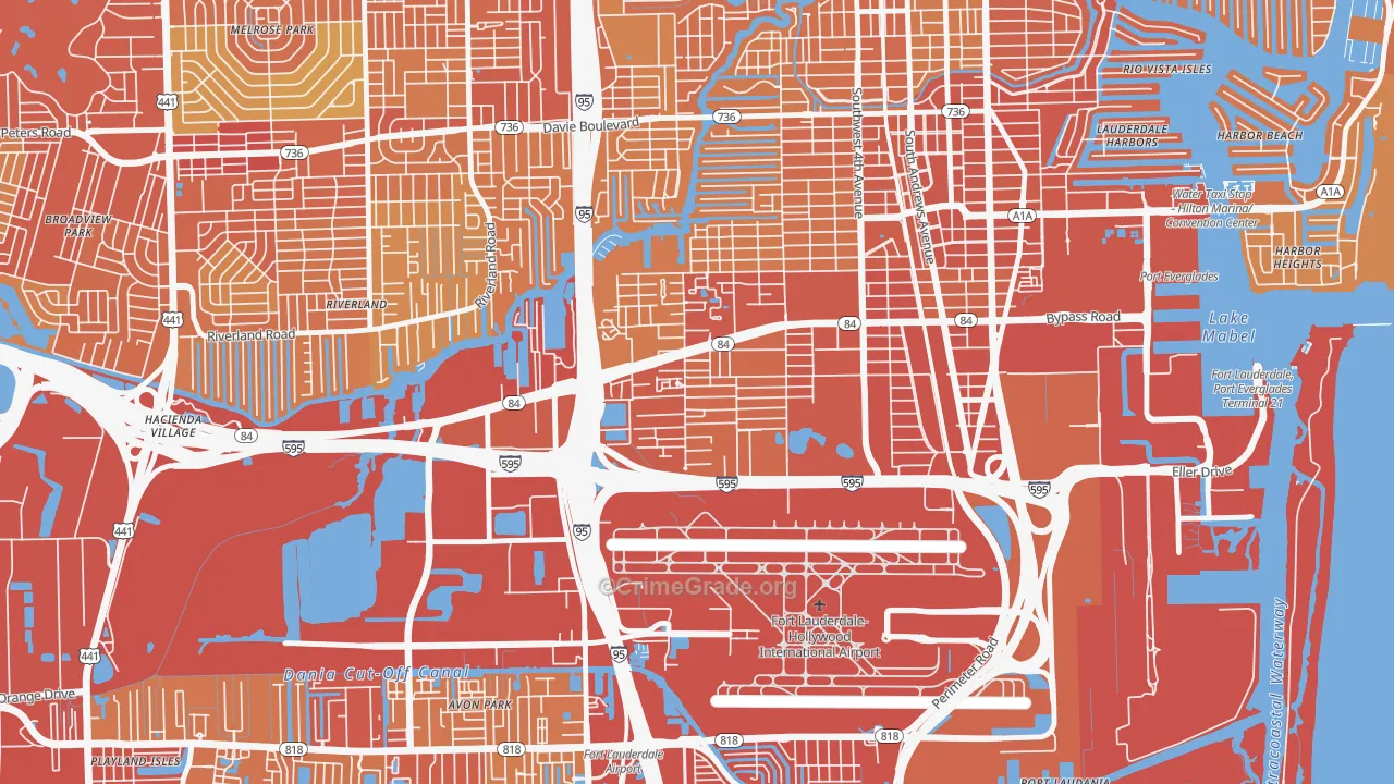 Edgewood, Fort Lauderdale, FL Map of Vehicle Theft Rates