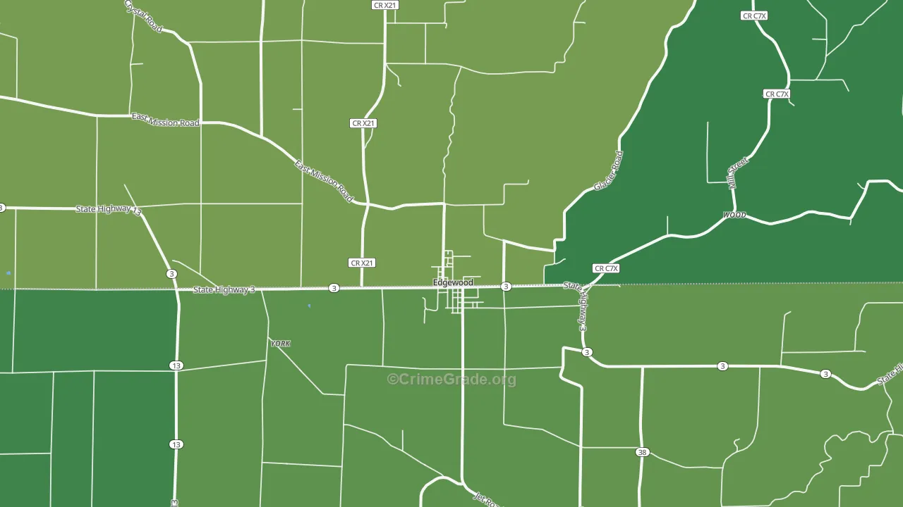 Edgewood, IA Map of Vehicle Theft Rates